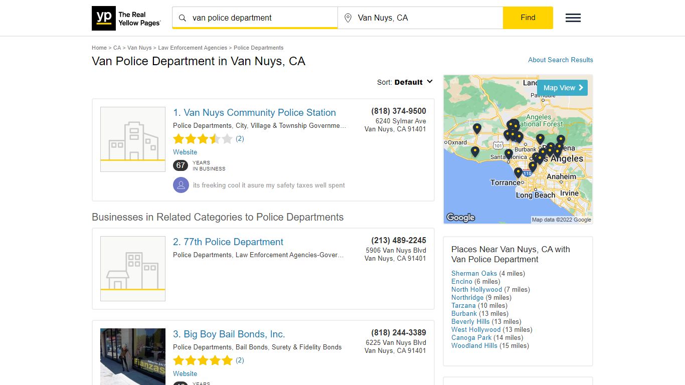 Van Police Department in Van Nuys, CA - yellowpages.com